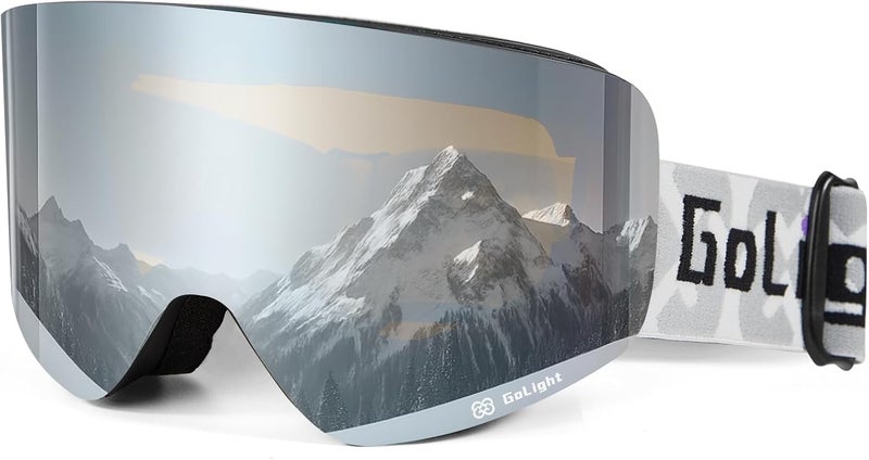 Golight XL Frameless Ski Goggles – OTG Snowboard Goggles with Anti-Fog Lens, UV400 REVO Mirror Protection for Men & Women - Image 1